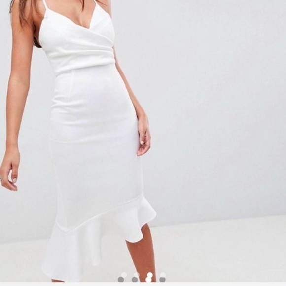 ASOS White scuba material midi asymmetrical wedding bridal dress size 6 - Picture 1 of 16
